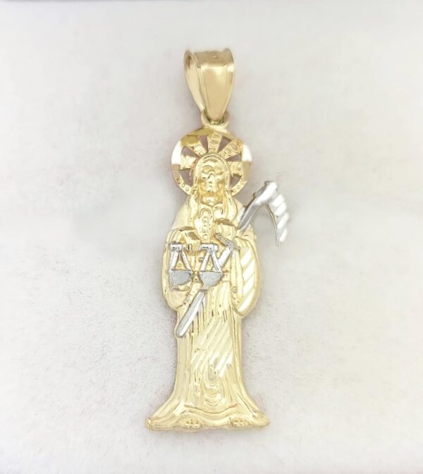 10k Yellow Gold Santa Muerte Pendant Charm - Image 2
