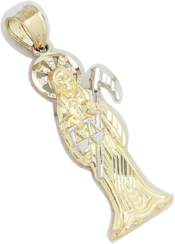 10k Yellow Gold Santa Muerte Pendant Charm - Image 3