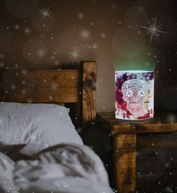 CoTa Global Color Changing LED Light Lantern Day of The Dead Sugar Skull Art Design Home Garden Décor 6.5 Inch Handcrafted Lamp Accent Bedroom Living Room - Image 9