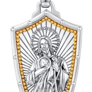 Gold Religious Necklace for Men Saint Michael/Christopher/Judas/Benedict/Joseph/Jude Pendant Religious Jewelry Gifts for Talisman Amulet