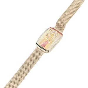 Mai & Claire 14K Gold Filled Santa Muerte Bracelet For Men And Women - La Santa Muerte Pendant Religious Death Bracelet Punk Hip Hop Chunky Hallowed Hand Amulet, Memento Mori Necklace