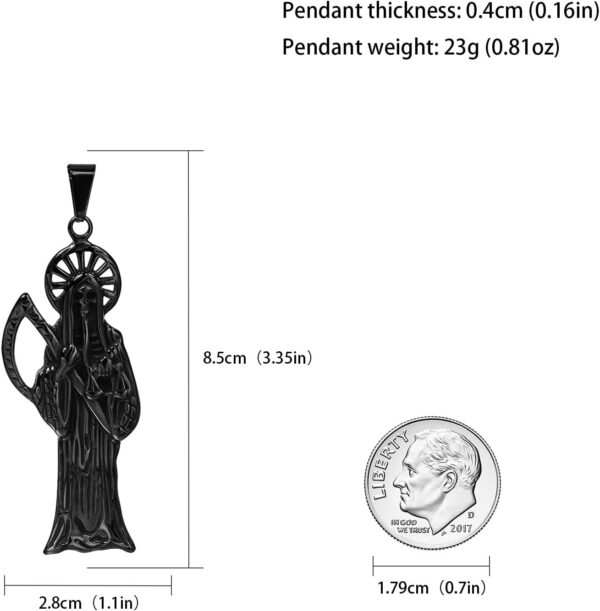 Santa Muerte Necklace Diamond 14K Gold Plated Santa Muerte Pendant Jewelry With Sickle Holiday Gift (Black 220) - Image 2