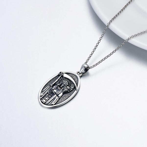PELOVNY Santa Muerte Necklace 925 Sterling Silver Saint Holy Death Grim Reaper Necklace Day of the Dead Jewelry Gifts for Men Women - Image 6
