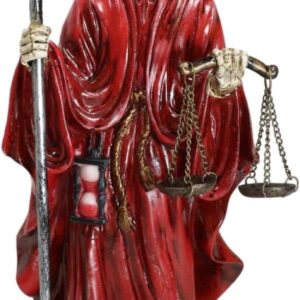 Ebros Gift 10.5" Tall Holy Death Santa Muerte with Scythe and Scales Day of The Dead Decorative Figurine (Red)