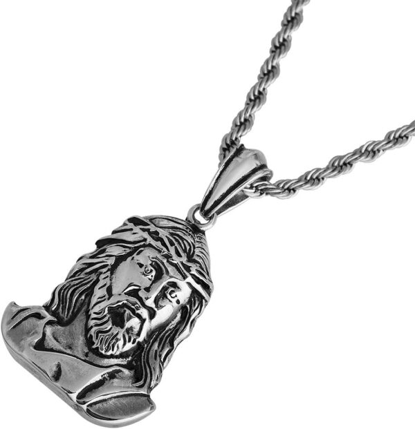EDFORCE Stainless Steel Extra Large Hip-Hop Jesus Mens Pendant Necklace, 24" - Image 2