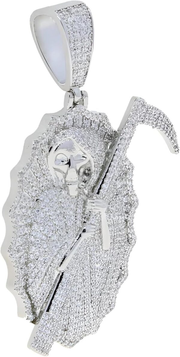 925 Sterling Silver Santa Muerte Necklace For Women And Men - 14K Gold Filled Death La Santa Muerte Pendant Chain Iced Out Bling Cz Paved The King Of Terrors Hip Hop Jewelry Religious Amulet Gift - Image 5