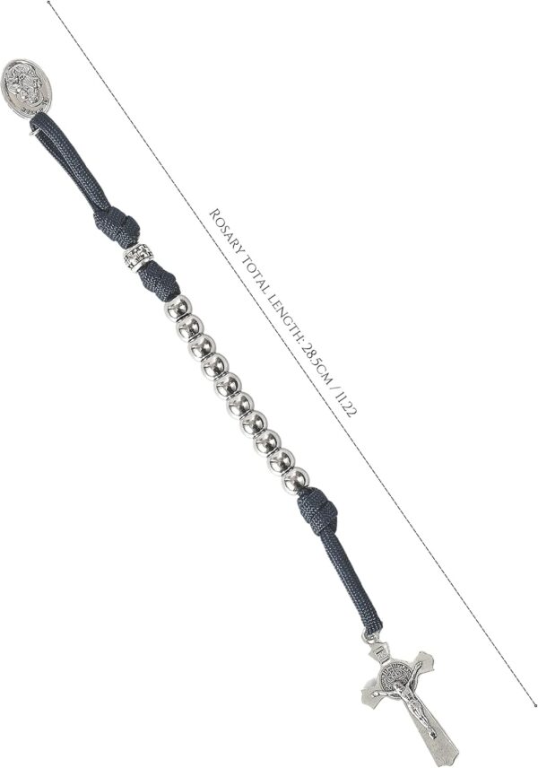 Nazareth Store Strong Military One Decade Paracord Rosary Silver Beads Pocket Car Rosary Pray For Us St. Joseph Medal & St. Benedict Cross - Image 8