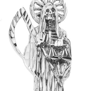 Claddagh Gold Santa Muerte (Grim Reaper) in Sterling Silver Pendant Necklace