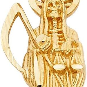 14K Solid Yellow Gold Angel of Death,Santa Muerte Pendant, 14K Real Gold Grim Reaper - 3 Different Size.