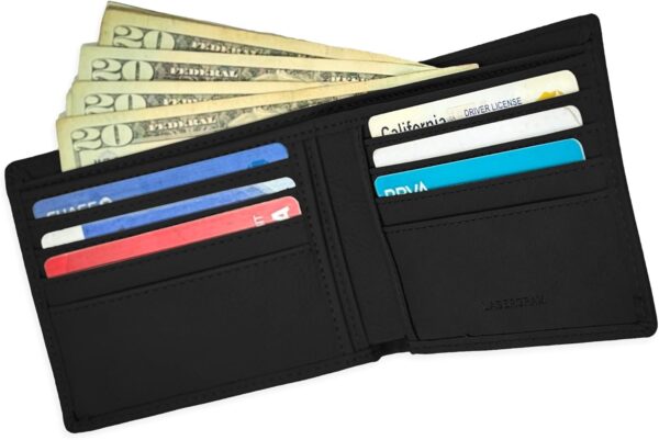 LaserGram Faux Leather Bi-Fold Wallet, Santa Muerte, Personalized Engraving Included (Black with Gold) - Image 3