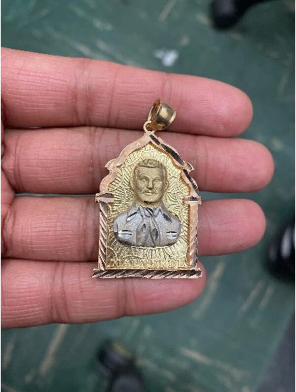 TGDJ 14K Tri Color Gold Diamond-Cut Jesus Malverde Narco Saint Sinaloa Pendant For Men And Women | 1.75 Inch - Image 6