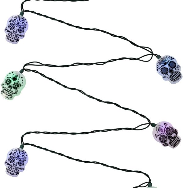 Kurt Adler UL 10-Light LED Sugar Skull Color Changing Light Set - Image 2