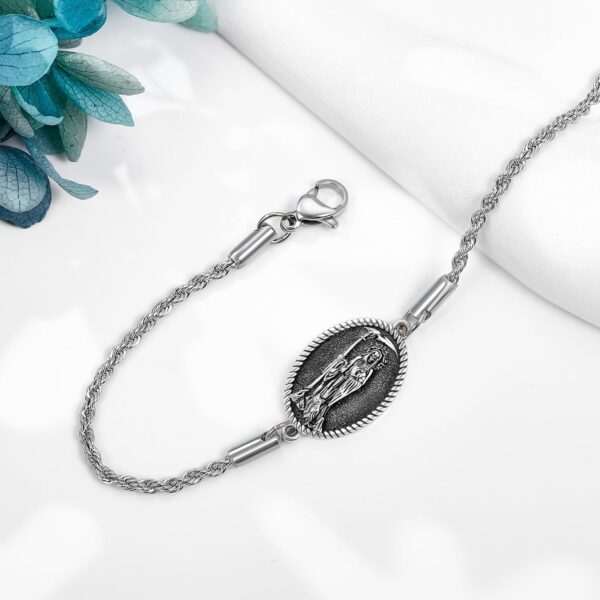 YAFEINI Santa Muerte/St Michael Bracelet Sterling Silver Catholic Jewelry Gifts for Women - Image 4