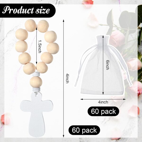 Deekin 60 Pieces Wooden Rosary Bulk Wood Catholic Prayer Rosary Beads with Crucifix Wood Cross Pendant with White Mesh Bag for Baptism First Communion Confirmation Baby Shower Bridal Shower Men Women - Image 2