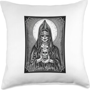 SANTA MUERTE PATRON SAINT OF DEATH MEXICAN BLACK EDITION ART Throw Pillow