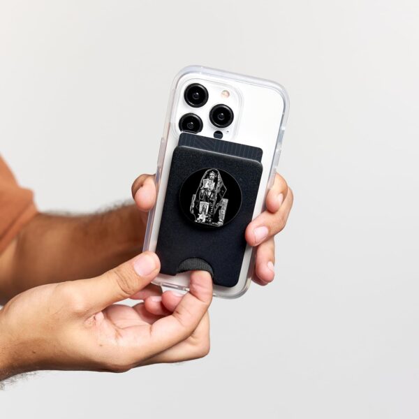 San Judas Tadeo - Jesus Malverde, Black and White PopSockets PopWallet for MagSafe - Image 5