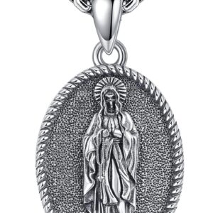 YAFEINI Sterling Silver Santa Muerte/St Peregrine/Hecate/Goddess/Virgin Mary/St Christopher/St Michael/St Jude Necklace Religious Mother's Day Jewelry for Women Mom Men Unisex