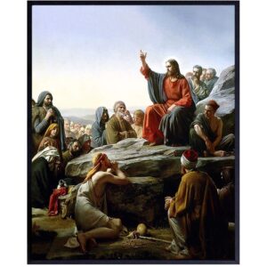 Jesus Christ - Sermon on the Mount - Christian Wall Art - Jesus Poster - Religious Wall Decor - Jesus Decor - Jesus Artwork - Jesus Art - Catholic Gifts for Men, Women - Inspirational Decoration