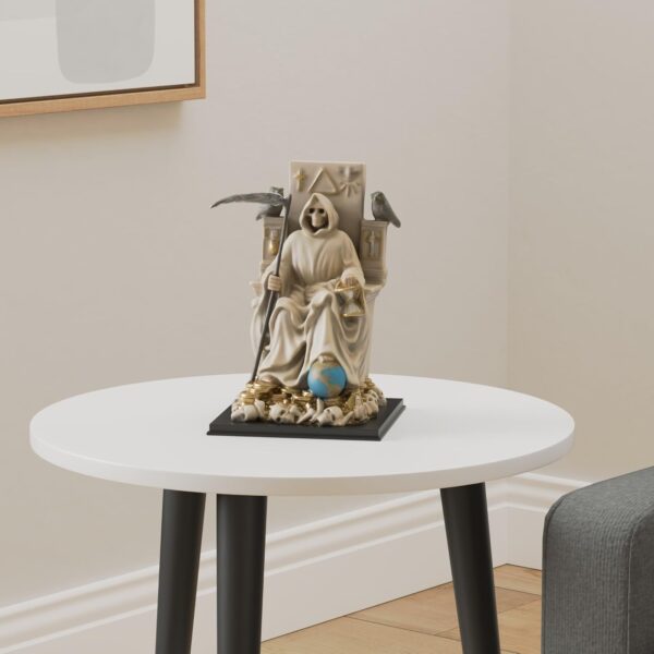 12 Inch Sitting White Santa Muerte Saint Death Grim Reaper Statue - Image 2