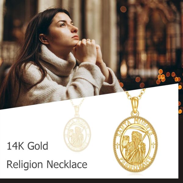 14K Solid Gold Religious Protector Pendant Necklace - Religious Jewelry Gifts for Men and Women - Image 6