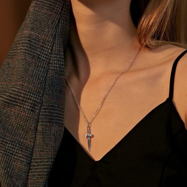 Punk Sword Cross Pendant Necklace Gothic Dagger Knife Necklace Hip Hop Jewlry for Men Women - Image 2