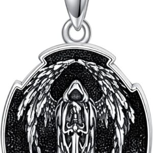 Greek Necklace for Men Women 925 Sterling Silver Santa Muerte/Triple Moon Goddess/Poseidon/Hecate/Spartan/Zeus Greek Mythology Pendant Oxidation Amulet Jewelry Gift for Birthday Christmas