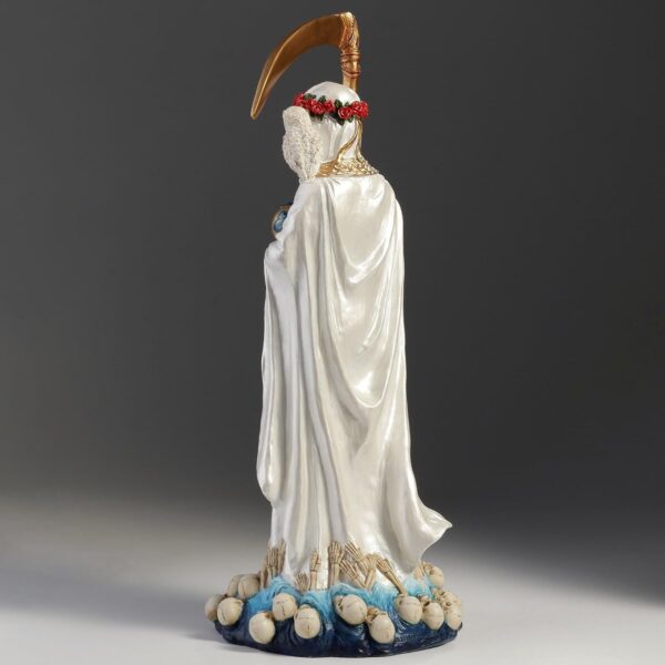 Veronese Design 11 1/2 Inch Santa Muerte Grim Reaper Holy Death Resin Sculpture White Gold Finish - Image 8