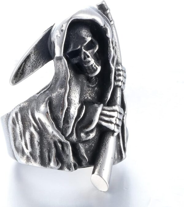Death Skull Ring for Men Stainless Steel Jewelry Biker Rings Scary Death Ring Skull for Gifts - Image 4