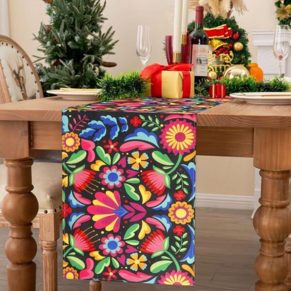 Dia De Los Muertos Ofrenda, Day of The Dead Decoration, Mexican Table Runner 72 Inches Long, Fiesta Party Altar Decor, Zarape Serape for Home Table - Image 5