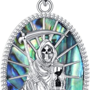 Religion Jewelry Santa Muerte Necklace 925 Sterling Silver Santa Muerte Pendant Necklace Protection Gifts for Men Women