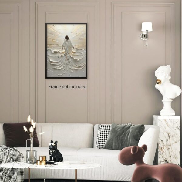 Jesus Christian Canvas Wall Art Jesus Walking on Water Religious Poster Trendy Bible Verse Prints Minimalist Christian Paintings for Living Room Bedroom Home Church Decor 12x16in Unframed - Image 6