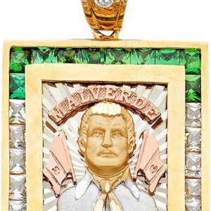 14k Tri-Color Gold Jesus Malverde Pendant Angel of the Poor Narco Saint Charm
