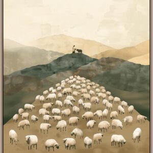 Jesus Wall Art Christian Scripture Wall Decor Jesus Leaves the 99 Sheep Bible Verse Poster Paintings for Bedroom Religious Canvas Art Wall Pictures for Living Room Boho Prints 16x24 Inch Unframed