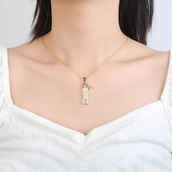 Mai & Claire 14K Gold Filled Santa Muerte Necklace For Women And Men - Holy Death Chain For La Santa Muerte Pendant Christian Jewelry Religious Amulet, Memento Mori - Image 3