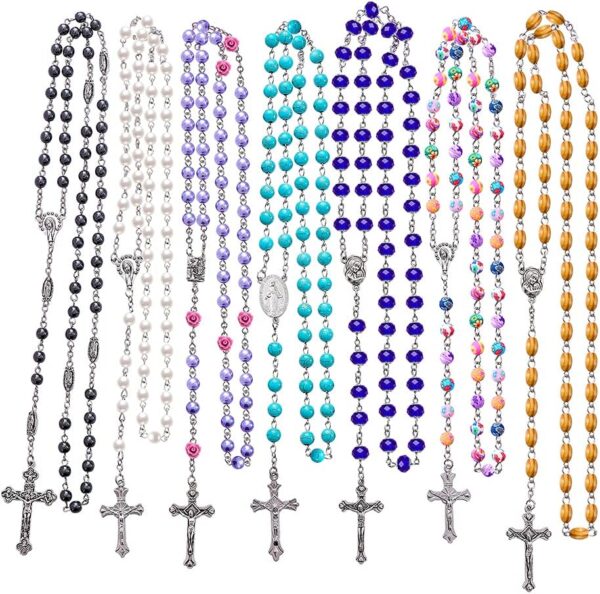 7 PCS Rosary Beads Catholic for Woman - Confirmation Gifts, 7 Day Rosary, Various Styles of Rosary Necklace Set, Cross Rosary Necklace for Women - Image 6