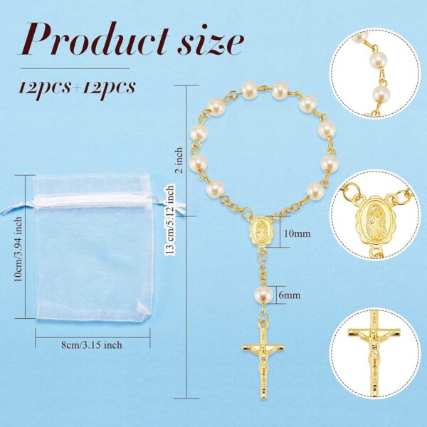 Hicarer 12 Pieces Baptism Rosary Mini Rosary Baptism Favors Centerpieces for Party on Table Christening Favors Communion Favors Weddings Party Favors(Gold) - Image 2