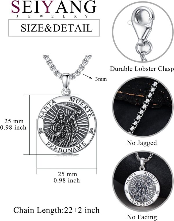 Seiyang Saint Necklace 925 Sterling Silver Patron Amulet Medal Jewelry for Men Women (with Gift Box) - Image 2