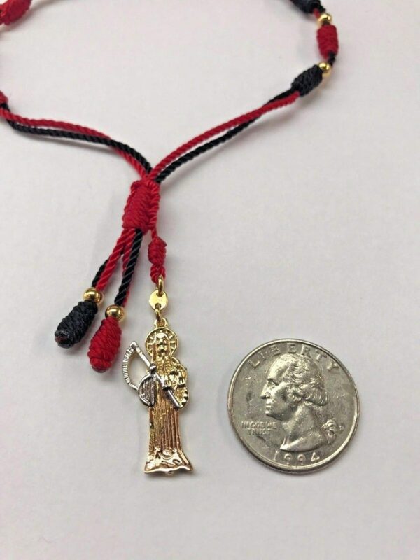 Santuario Jewelry Holy Death BK/RD Bracelet Santa Muerte pulsera oro laminado hecha a mano - Image 2