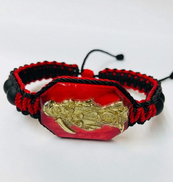 Santuario Jewelry Holy Death Reaper Bracelet Santa Muerte Black/Red with crystal matte beads - Image 3