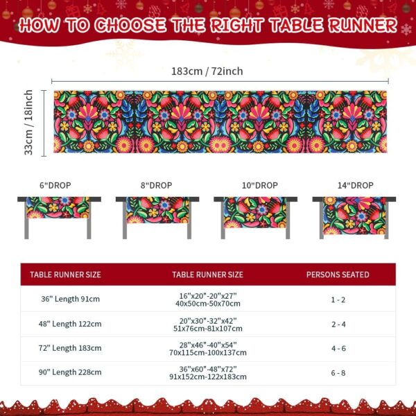 Dia De Los Muertos Ofrenda, Day of The Dead Decoration, Mexican Table Runner 72 Inches Long, Fiesta Party Altar Decor, Zarape Serape for Home Table - Image 6