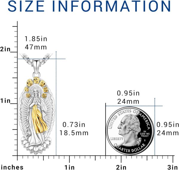 Eusense La Santa Muerte Necklace for Men Women Sterling Silver 925 Gold 14K Skull Necklaces Pendant Grim Reaper Jewelry - Image 3