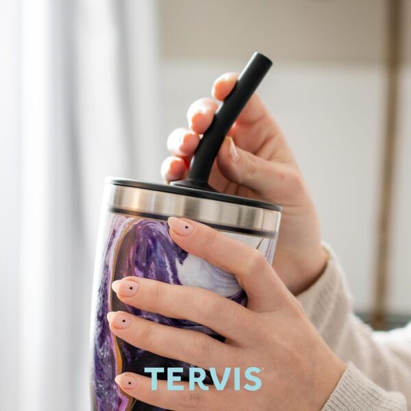 Tervis Traveler Colorful Sugar Skulls Triple Walled Insulated Tumbler Travel Cup Keeps Drinks Cold & Hot, 30oz with Straw Lid, Stainless Steel - Image 7
