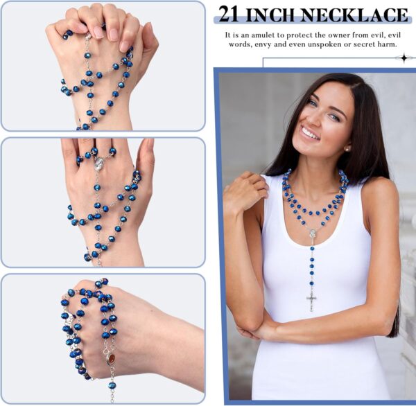 ROCEEI 12 Pcs Catholic Rosary Beads Necklace with Jesus Crucifix Catholic Rosary Prayer Gifts with White Organza Bags - Image 6