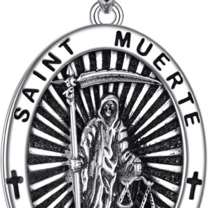 Saint Jude/Michael/Muerte/Benedict/Mary/Dymphna Necklace for Men Sterling Silver Pendant Necklaces Prtotect Jewelry Gifts for Men Women