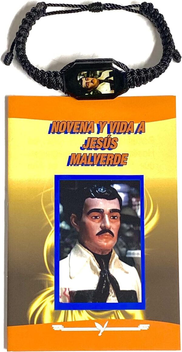 Gigi's Classy Kids Novena y Vida A Jesus Malverde Con Pulsera Negra Black Bracelet Malverde Prayer Booklet - Image 2