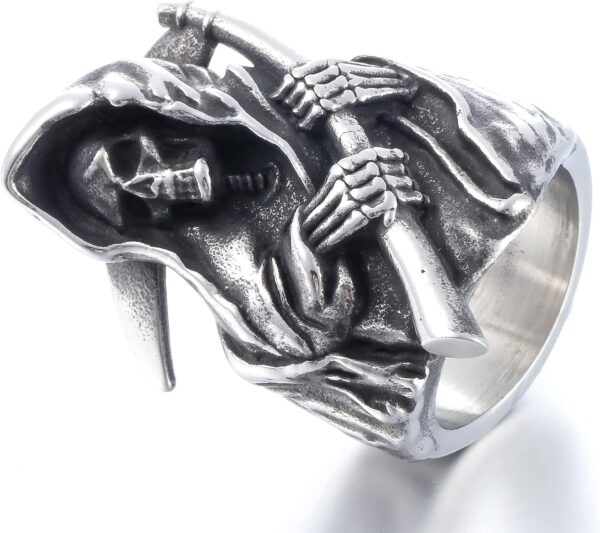 Death Skull Ring for Men Stainless Steel Jewelry Biker Rings Scary Death Ring Skull for Gifts - Image 3
