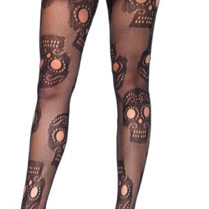Leg Avenue womens Micro Net Skull Fishnet Tights