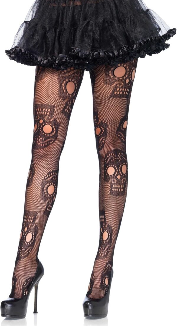 Leg Avenue womens Micro Net Skull Fishnet Tights