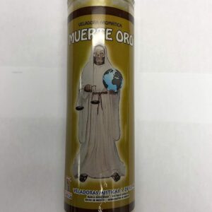 Brilux Saintly Death Gold (Santa Muerte Oro) 7 Day Prepared Scented Candle in Glass