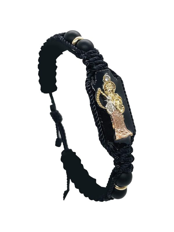 Santuario Jewelry Handmade Holy Death Black bracelet Santa Muerte 7 potencias pulsera reversible doble hecha a mano